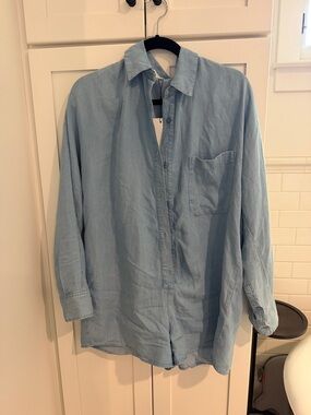 Zara Light Blue Denim Romper